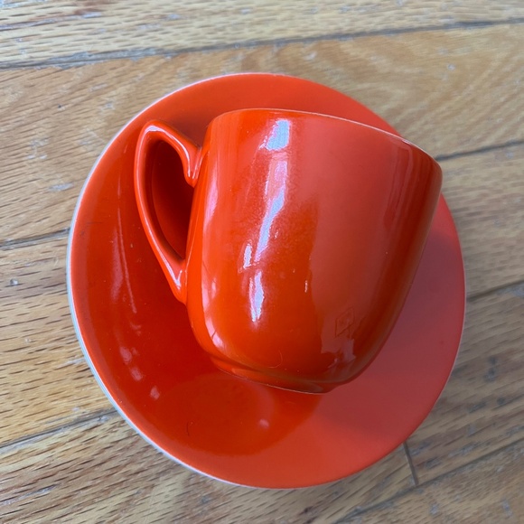 Vintage Orange Western Germany MCM Teacup and Saucer - Picture 1 of 8